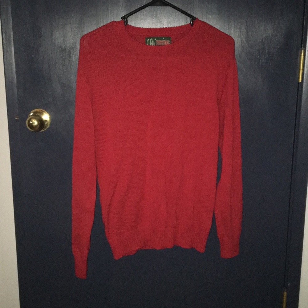 Red crew neck sweater